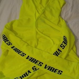 Neon yellow vibes cropped hoodie